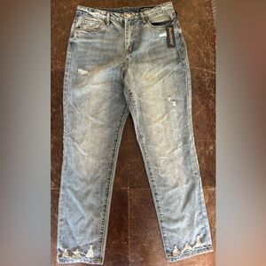 BLANKNYC Distressed High-Rise Madison Crop Jeans